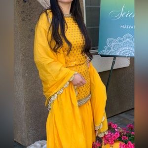 Yellow Sequins Sleeveless Sharara
